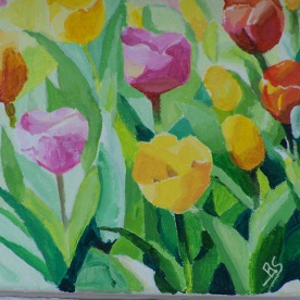 Tulipes n°1 20x20 acrylique sur toile coton 0417